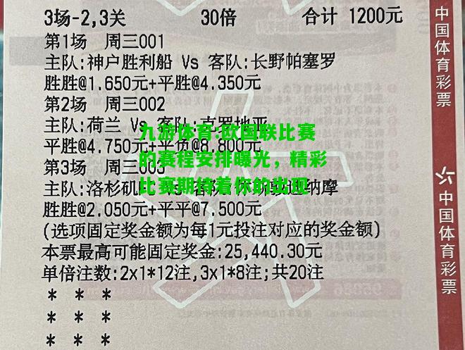 九游体育:欧国联比赛的赛程安排曝光，精彩比赛期待着你的出现